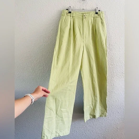 Madewell Harlow Wideleg Pants in Lemongrass Green NWT 00